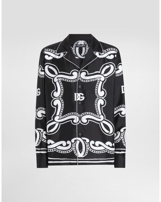 Dolce & Gabbana Black Silk Vanity Shirt With Bandanna for men