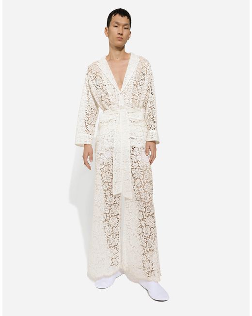 Dolce & Gabbana White Lace Robe for men