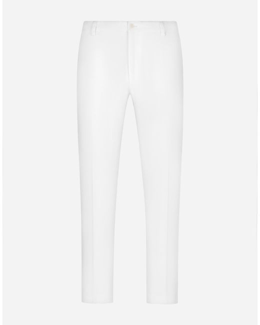 メンズ Dolce & Gabbana パンツ ストレッチコットン Dgパッチ White