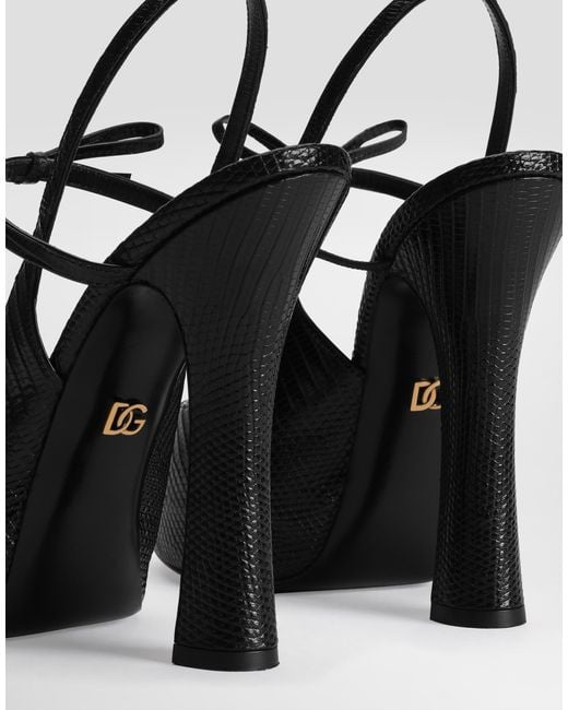 Dolce & Gabbana White Lizard Skin Slingbacks