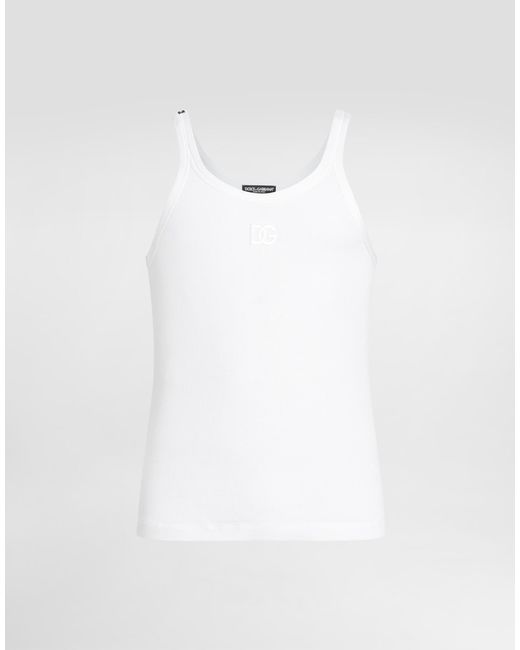 Débardeur En Coton À Broderie Dolce & Gabbana pour homme en coloris White