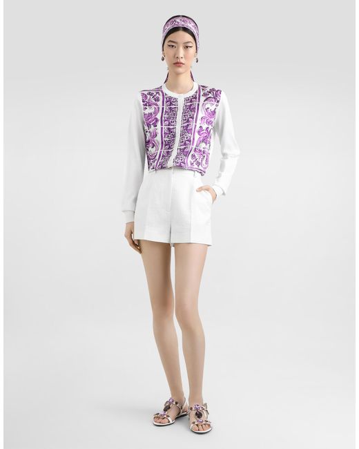 Dolce & Gabbana Multicolor Majolica-Print Silk Cardigan