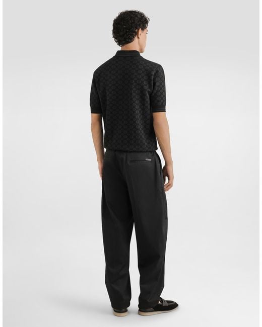 Dolce & Gabbana Black Micro-Dot Stitch Polo Shirt for men