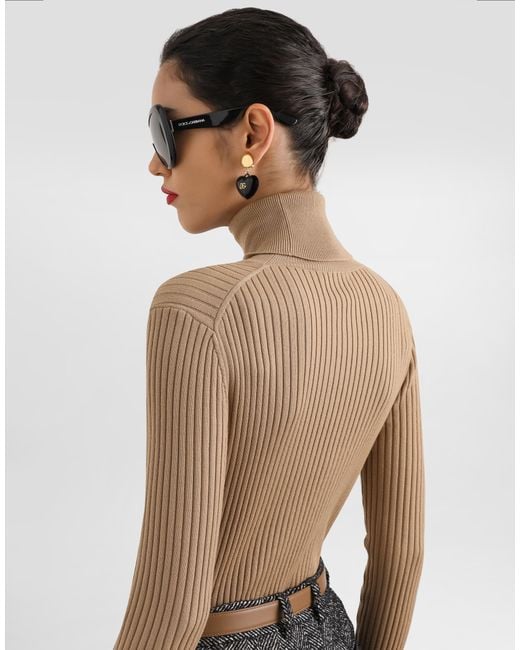 Dolce & Gabbana Wool Turtleneck Pullover Natural
