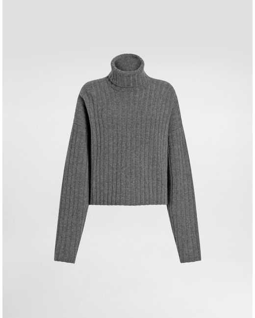 Dolce & Gabbana Gray Ribbed Sweater