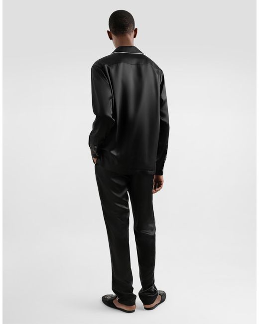 メンズ Dolce & Gabbana ロゴエンブロイダリー シルク ヴァニティシャツ Black