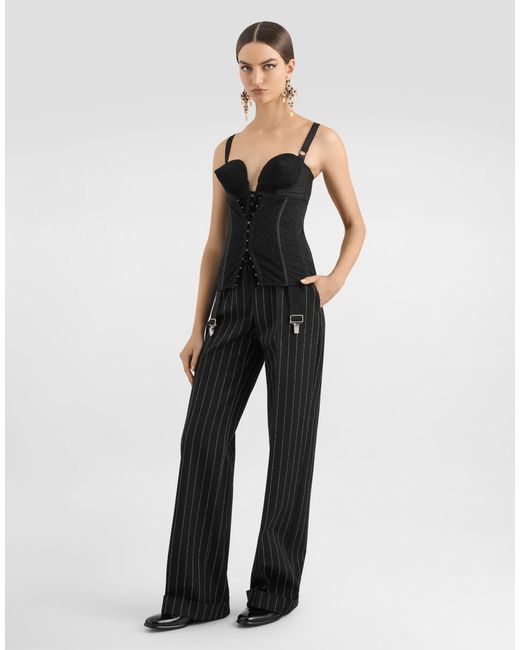 Dolce & Gabbana Black Bustier-Style Bodysuit