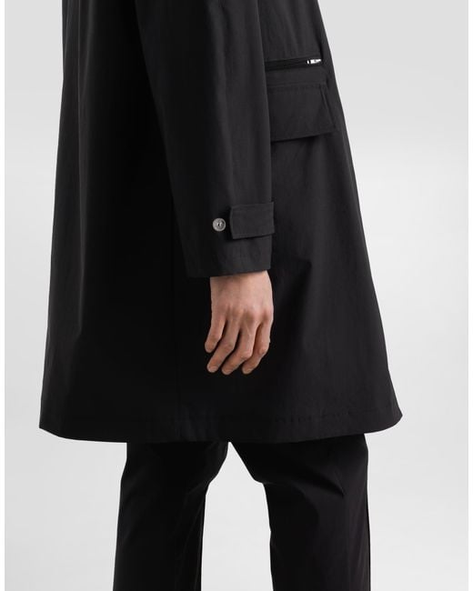 Dolce & Gabbana Black Nylon Canvas Single-Breasted Trench for men