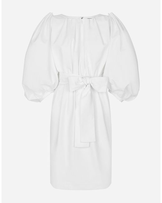 Dolce & Gabbana コットン パフスリーブ ミディドレス White