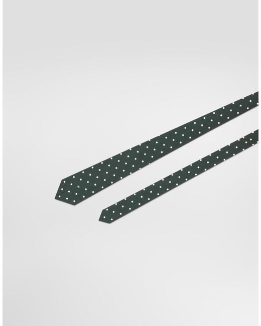 Dolce & Gabbana White Polka Dot-Print Silk Twill Tie for men
