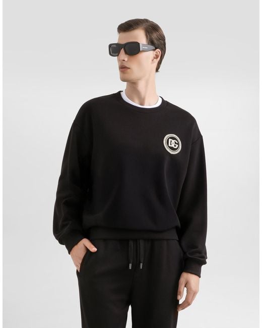 Dolce & Gabbana Jersey Sweatshirt With Patch in Black für Herren