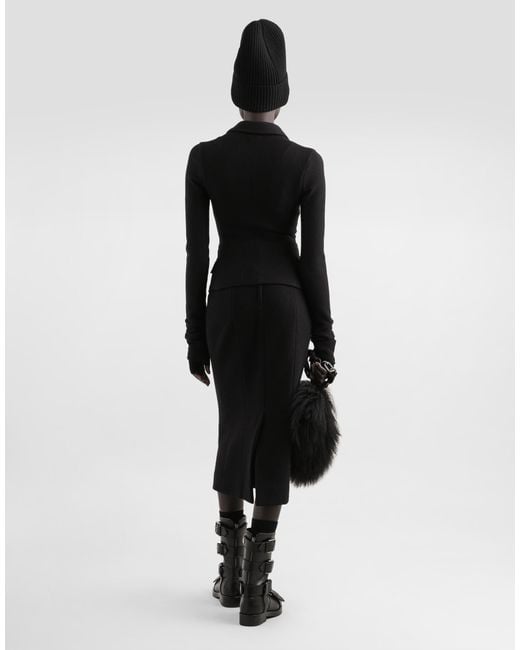 Dolce & Gabbana Black Single-Breastedwool Cloth Jacket