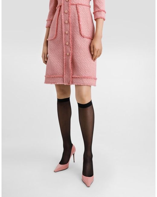 Dolce & Gabbana Pink Raschel Tweed A-Line Shirt Dress