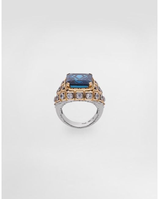 Dolce & Gabbana Blue Eleganza Ring 18-Carat And, Topazes, And Sapphires