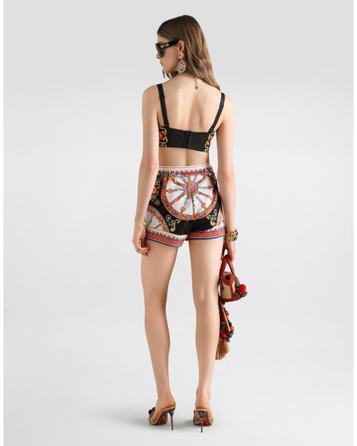 Dolce & Gabbana White Carretto-Print Poplin Shorts