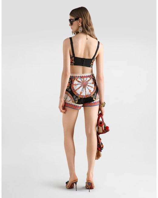 Dolce & Gabbana White Carretto-Print Poplin Top