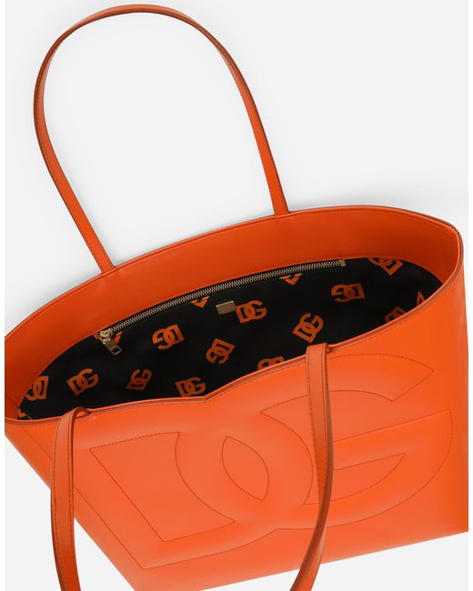 Dolce & Gabbana ロゴ ショッピングバッグ ミディアム カーフスキン Orange