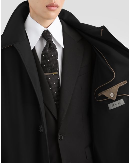 Dolce & Gabbana Black Single-Breasted Nylon Trench Coat for men