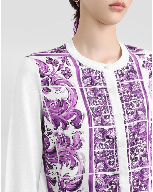Dolce & Gabbana Multicolor Majolica-Print Silk Cardigan