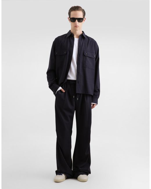 Dolce & Gabbana Blue Glen Plaid Virgin Wool Trousers for men