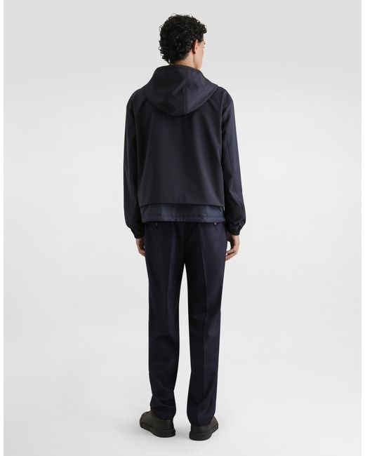 Dolce & Gabbana Blue Garment-Dyed Wool Joggers for men