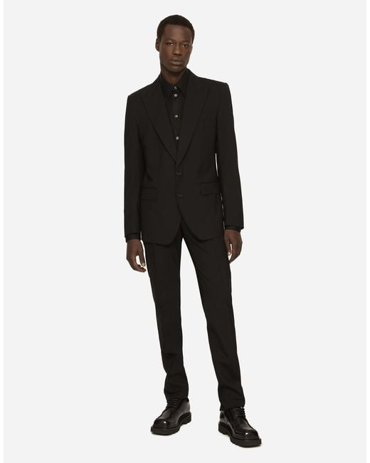 Dolce & Gabbana Black Stretch Wool Martini-Fit Suit for men