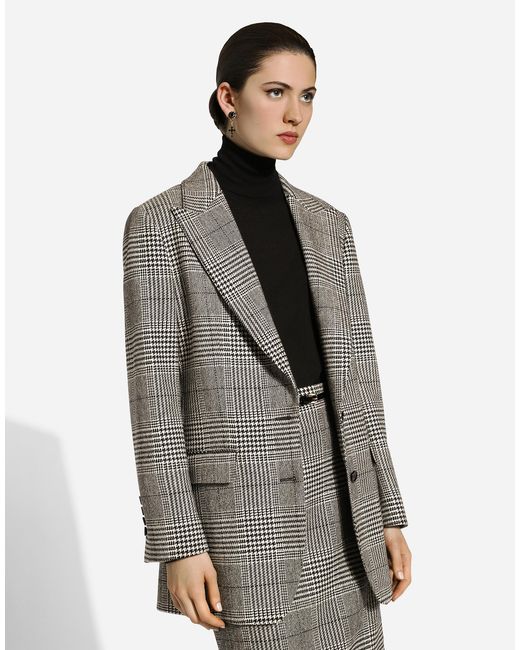 Dolce & Gabbana グレンチェック シングルブレスト ジャケット Gray