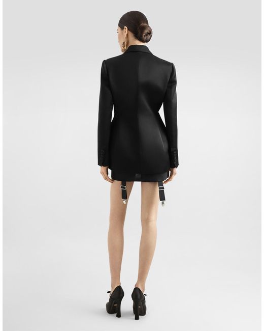 Dolce & Gabbana Double-Breasted Duchess Jacket With Conical Cups Black