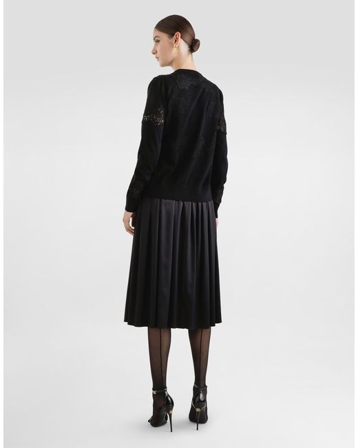 Dolce & Gabbana Black Wool And Lace Tank Top