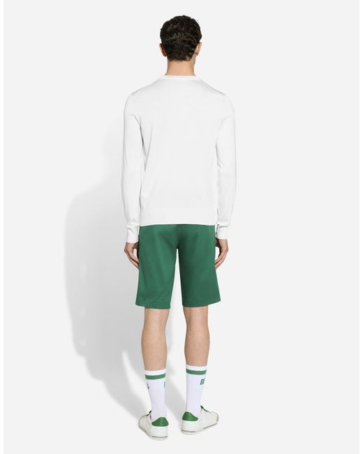 Dolce & Gabbana Rundhalspullover Aus Seide Mit -Logo in White für Herren