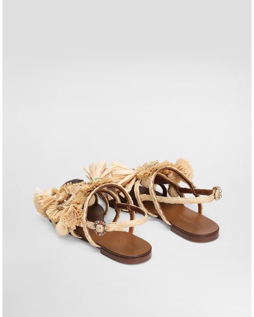 Dolce & Gabbana Natural Braided Rafia Flip-Flops