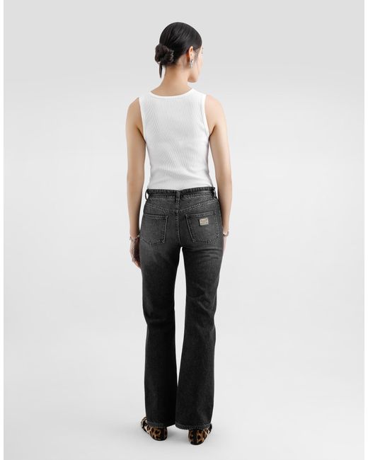 Dolce & Gabbana White Fine-Rib Jersey Tank Top With Dg Logo Pin