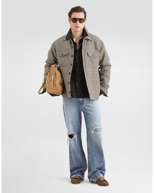 Dolce & Gabbana Black Glen Plaid Saxony Shirt for men