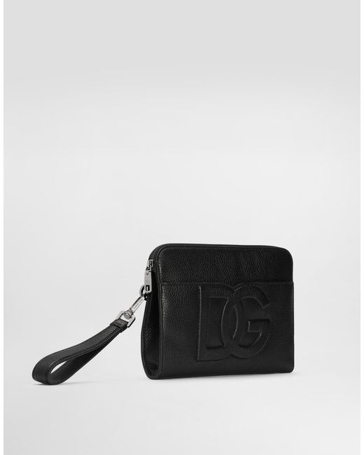 Dolce & Gabbana Black Medium Deerskin Pouch for men
