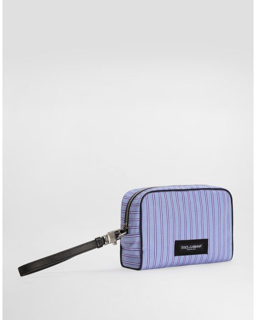 Dolce & Gabbana Blue Calfskin And Striped Poplin Handbag for men