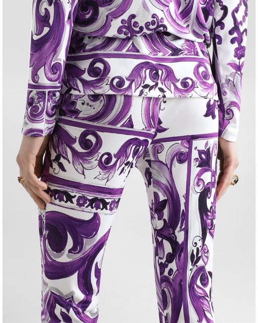 Dolce & Gabbana Majolica-Print Flared Trousers White