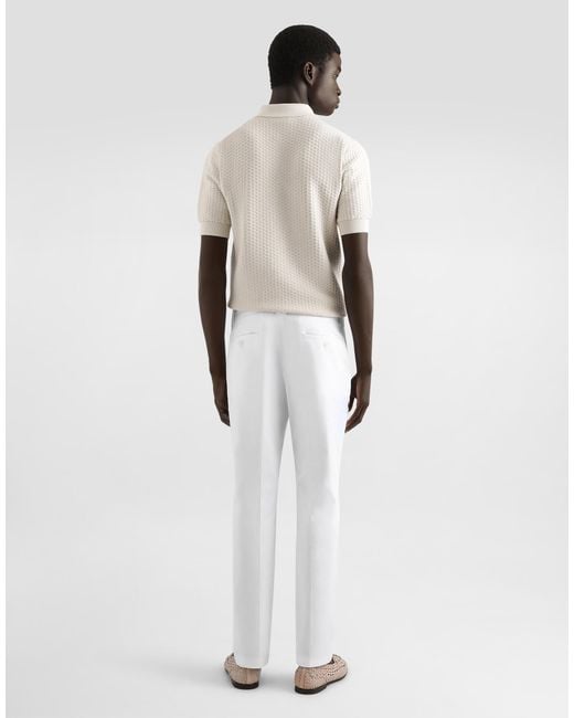 Dolce & Gabbana Natural Cotton Polo-Shirt With Embroidered Logo for men