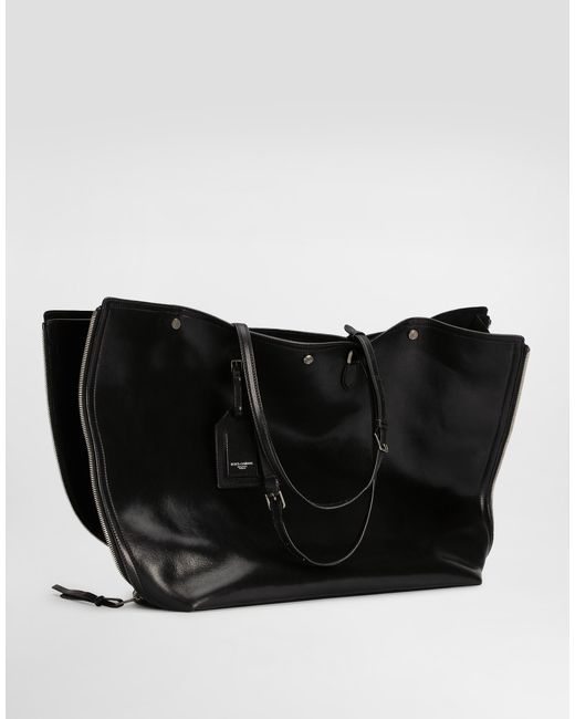 Dolce & Gabbana Black Atene Calfskin Shopping Bag for men