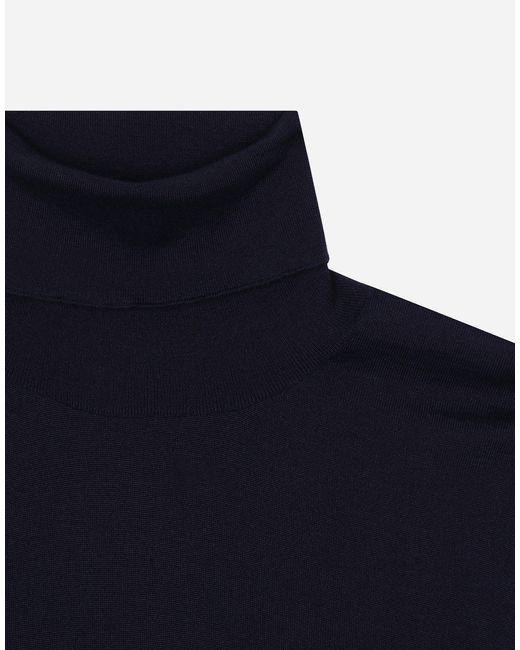 Dolce & Gabbana Blue Cashmere And Silk Turtle-Neck Sweater for men