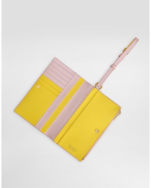 Dolce & Gabbana Pink Calfskin Passport Holder With Dg Logo