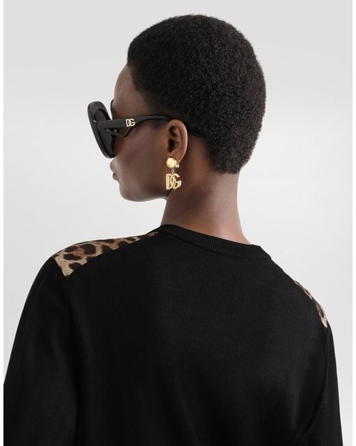 Dolce & Gabbana Black Leo- Wool Cardigan