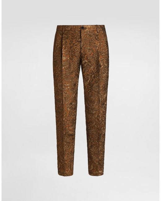 Dolce & Gabbana Brown Brocade Trousers for men