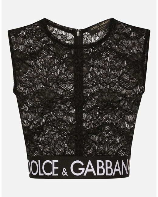 Dolce & Gabbana トップ レース Black