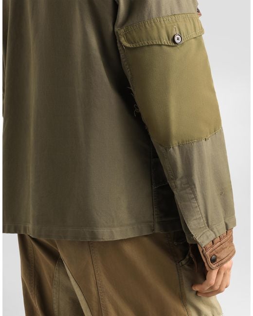 Dolce & Gabbana Green Cotton And Lambskin Jacket for men