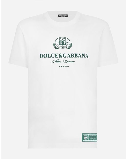 メンズ Dolce & Gabbana Cotton T-Shirt With Logo Print White