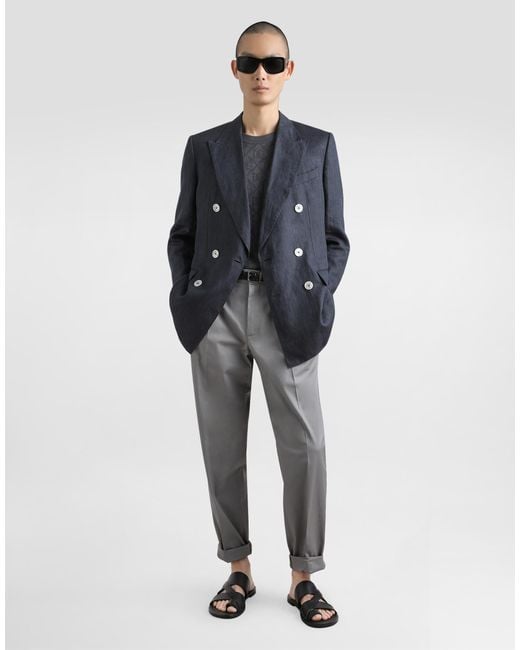 Pantalón En Gabardina De Algodón Dolce & Gabbana de hombre de color Gray