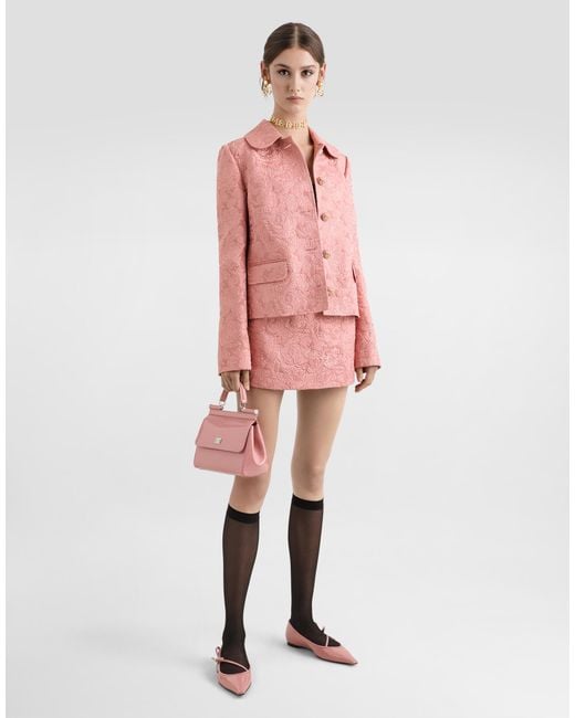 Dolce & Gabbana Pink Single-Breasted Floral Quilted Jacquard Gabbana Jacket