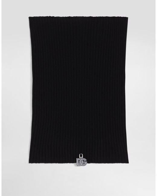 Dolce & Gabbana Black Rib-Knit Neck Warmer for men