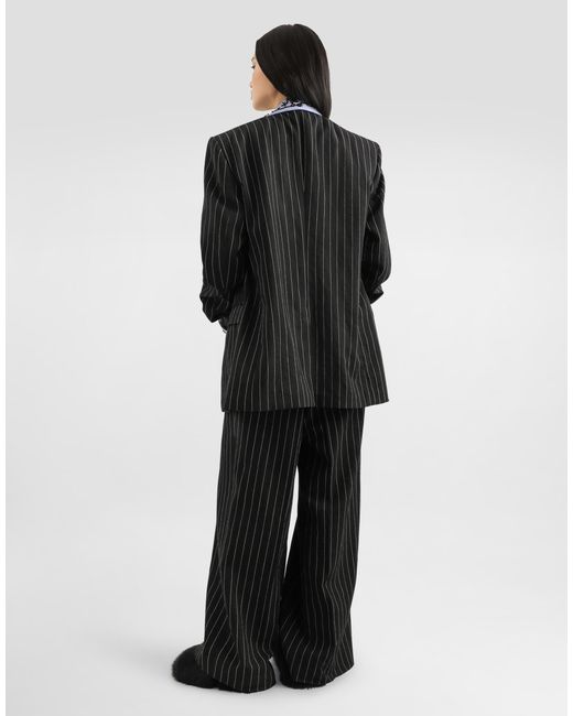 Dolce & Gabbana Black Sicilia Single-Breasted Pinstripe Jacket