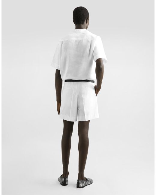 Dolce & Gabbana Kurze Bermudas Mit Doppelter Bundfalte Aus Baumwollgabardine in White für Herren